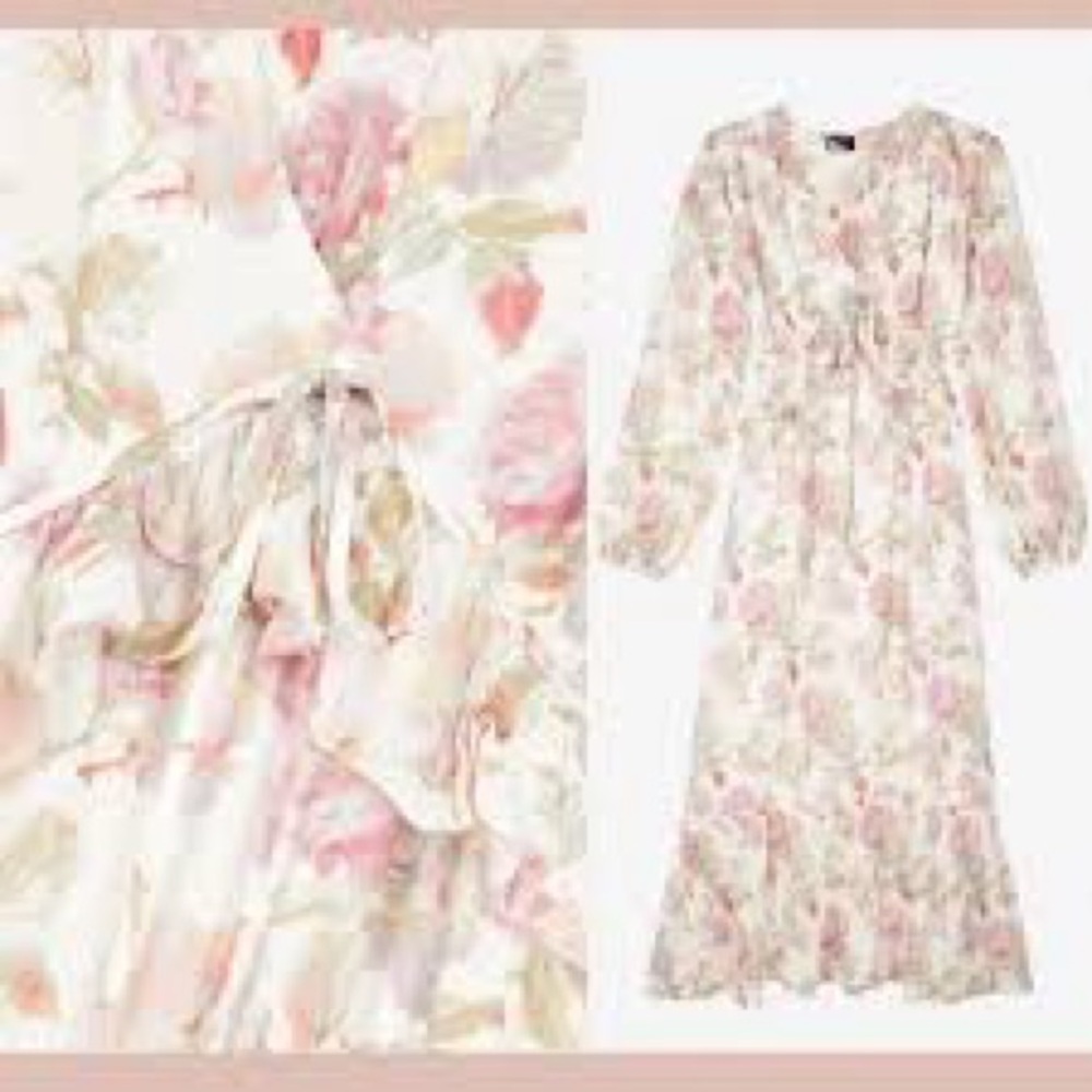 ✔️#57 BNWT THE KOOPLES ENGLISH ROSES 100% SILK DRESS $715